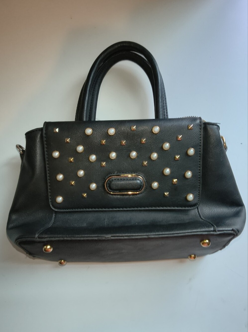 Marc New York Black Pearl-Studded Top-Handle Bag